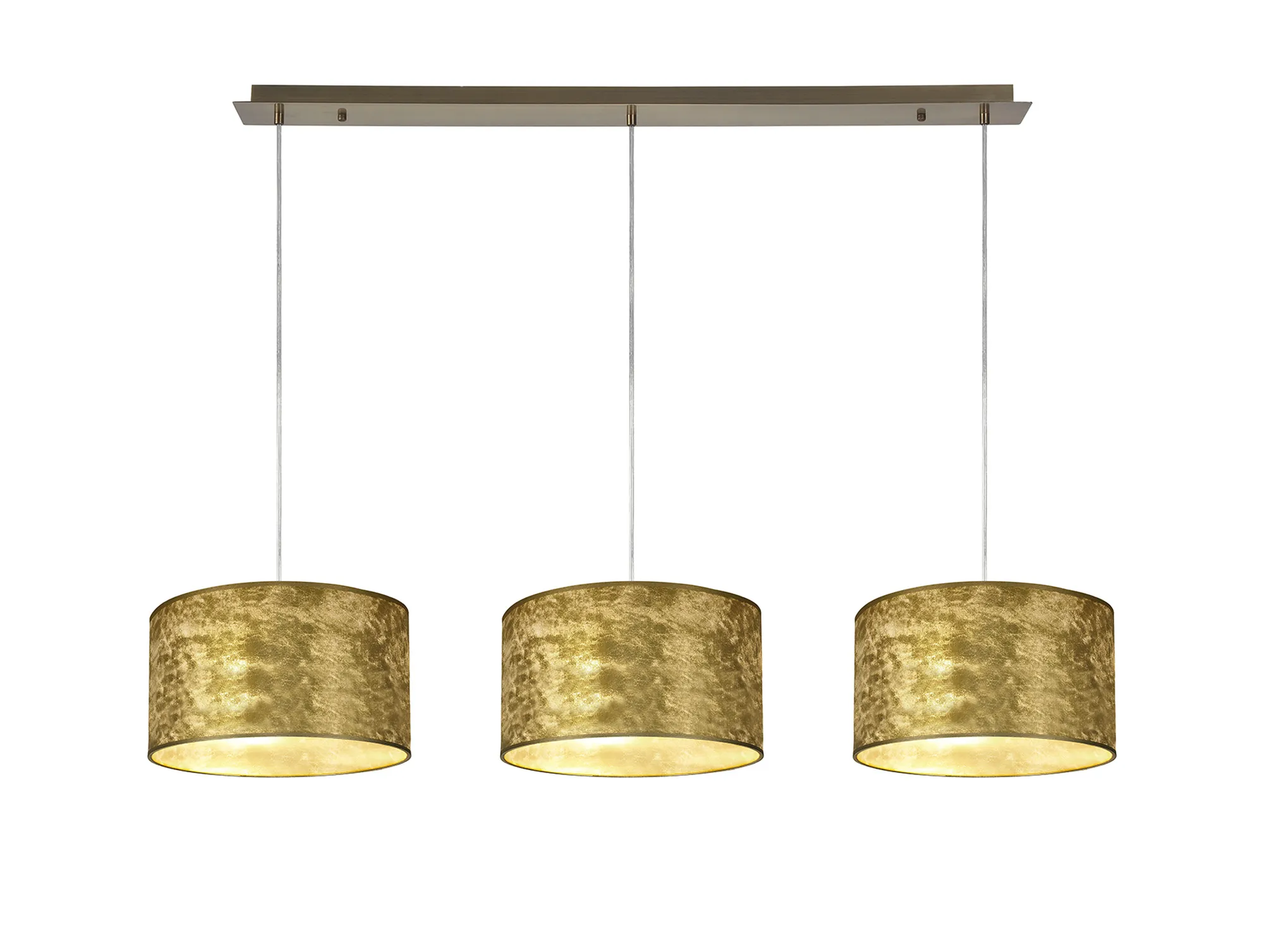 DK0839  Baymont 30cm Shade 3 Light Pendant Antique Brass, Gold Leaf
